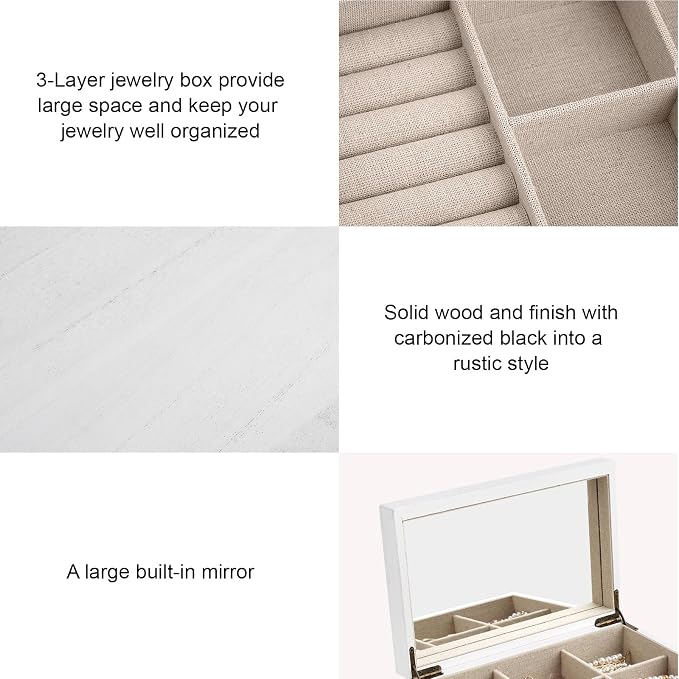 Meangood Jewelry Box Organizer for Women, 3 Layer Large Jewelry Storage Case - Image 5