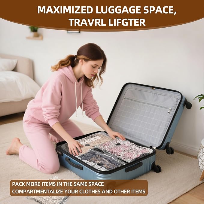 Travel Vacuum Storage Bags, 9 Pack Carry-On Size Compression Packing Bags - Image 7