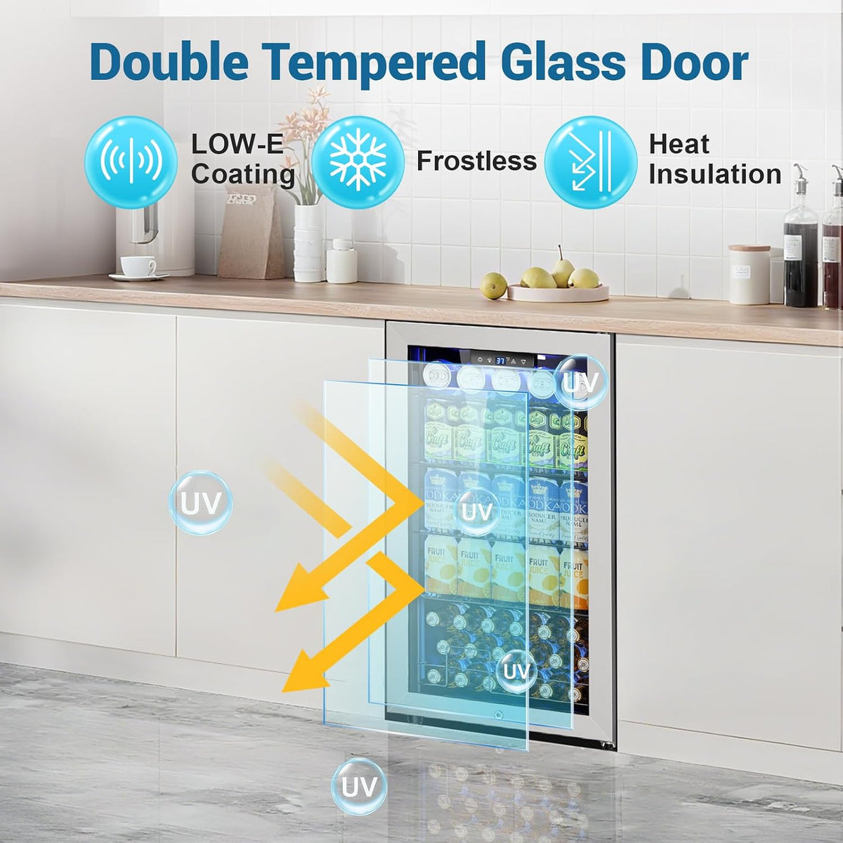 Mini Beverage Refrigerator 3.2 Cu. Ft Small Fridge 126 Can Lockable