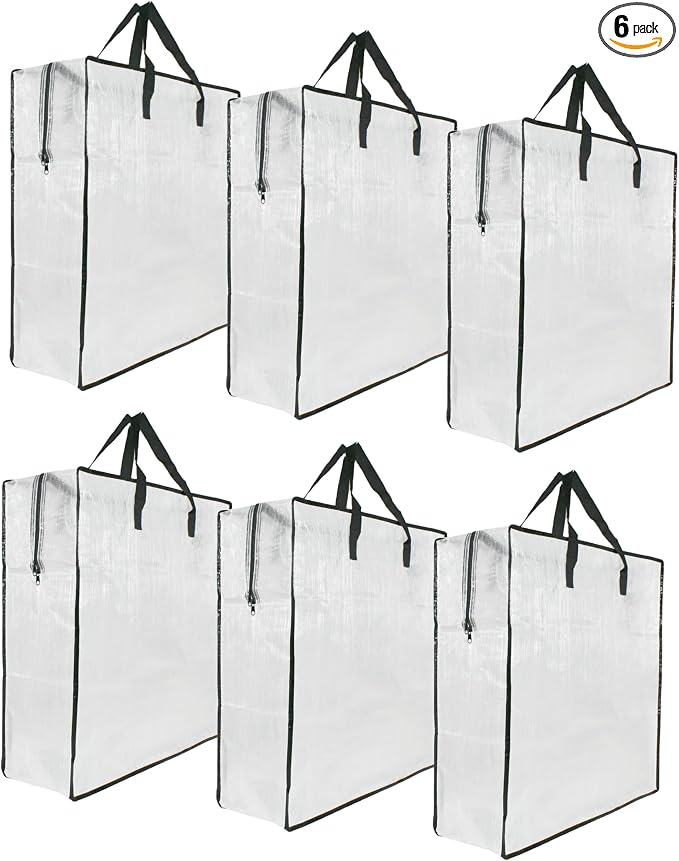 6 Pack Clear Storage Bags with Zipper and Handles, Blanket Bags by GONGKANGYUAN