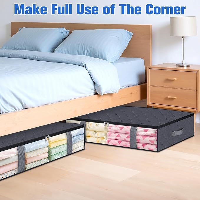 Under Bed Storage Containers, 2 Pack Blanket Storage Bags, Collapsible Storage - Image 7
