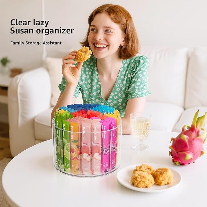 2-Pack Rotating Drink Mix Organizer, Spinning Drink Packet Holder, Divided - Image 4