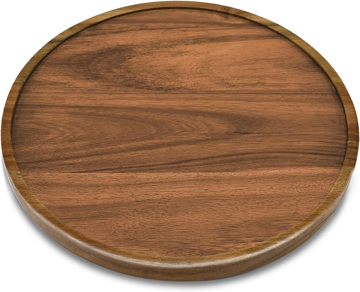 10" Acacia Wood Lazy Susan Organizer Kitchen Turntable for Cabinet