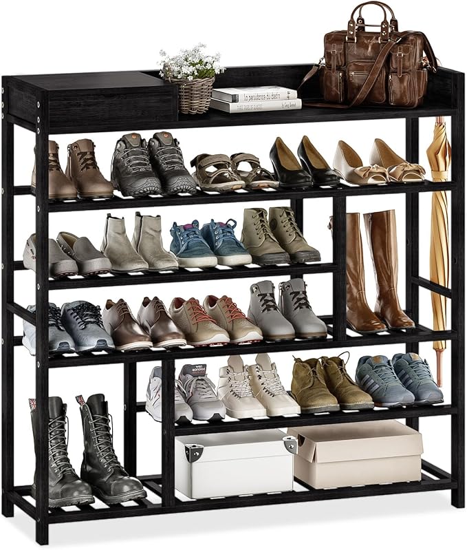 Bamworld Shoe Rack for Front Door Entrance Bamboo Shoe Organizer by Bamworld