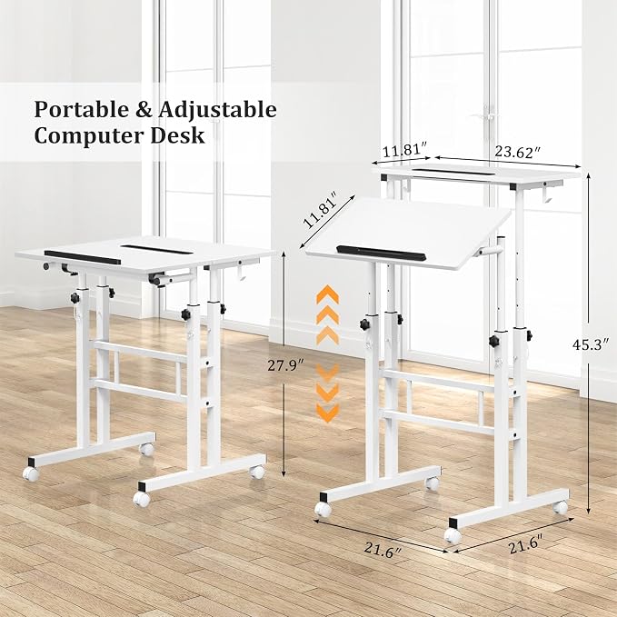 Small Standing Desk with Wheels, Mobile Stand Up Desk, Portable Standing Table - Image 2