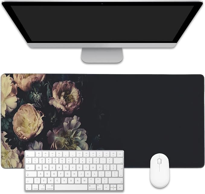 Mouse Pad, Vintage Peonies Desk Mat by EOBKLAX
