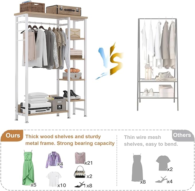 VECELO Open Garment Clothing Rack, Free-Standing Heavy Duty Storage Closet - Image 4