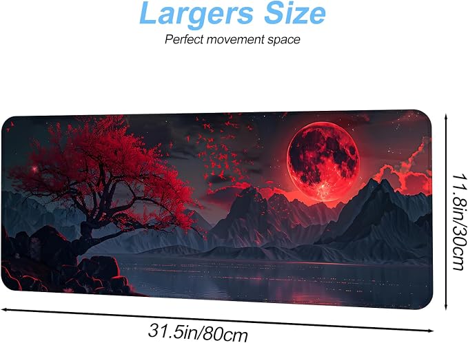 Red Moon Mouse Pad XXL – Large Gaming Desk Mat - Image 2