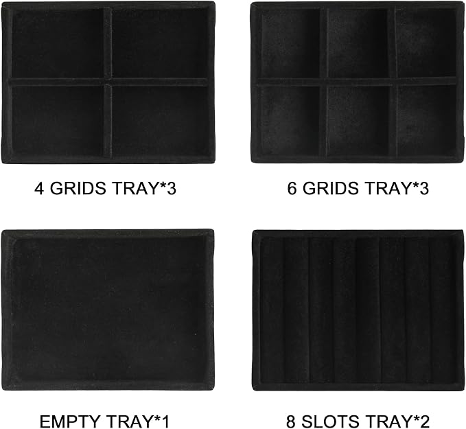 Frebeauty Small Jewelry Tray Set, Stackable Velvet Jewelry Organizer Tray - Image 2