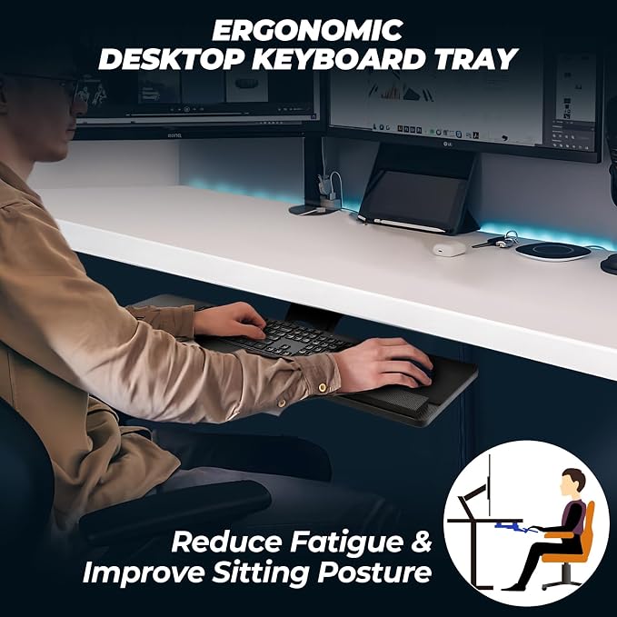 FAHKNS Keyboard Tray Under Desk，Multi-Function Keyboard Tray Adjustable - Image 4