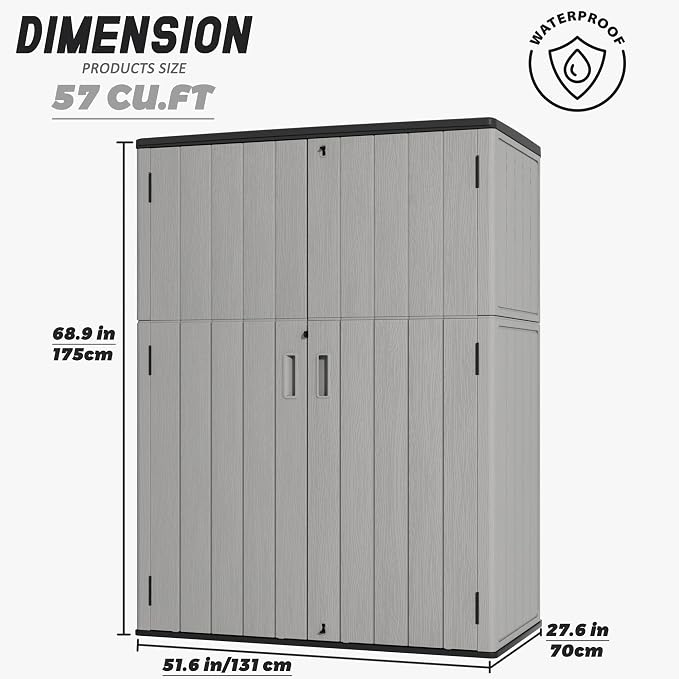 Vertical Storage Sheds with Floor, Sheds & Outdoor Storage Cabinet Waterproof - Image 5