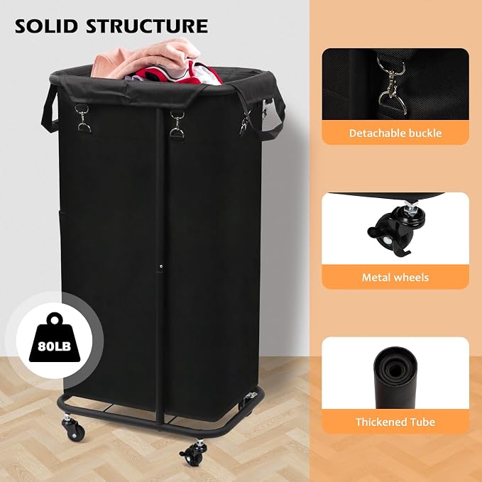 Longzhuo 47.55 Gal Rolling Laundry Basket - Image 3