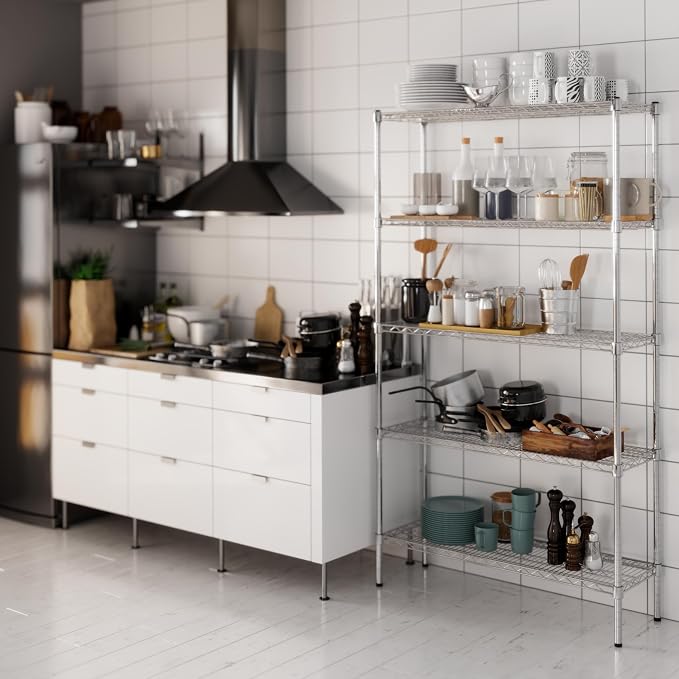 14" Deep x 42" Wide x 74" Height Wire Shelving Kit | 5-Tier | NSF Commercial - Image 8