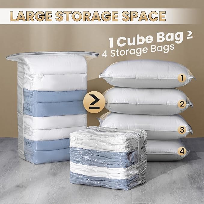 TAILI 6 Pack Vacuum Storage Bags, Cube Space Saver Bags Combo, Vacuum Seal Bags - Image 4