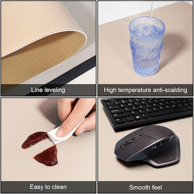 DAWNTREES Dual Sided Desk Mat, Leather Desk Pad, 47.2''x15.8'', Cork Desk Mat - Image 4