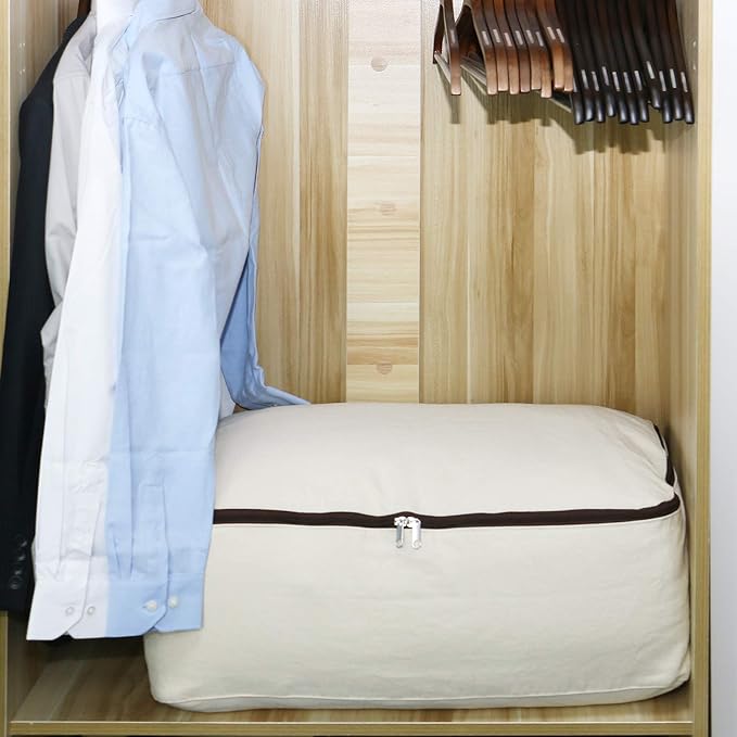 2PCS Canvas Storage Bag, 12OZ Thick Soft Breathable Closet Organizer - Image 4