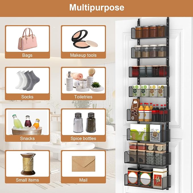 Over The Door Organizer, 8-tier Metal Door Organizer Hanging - Image 8
