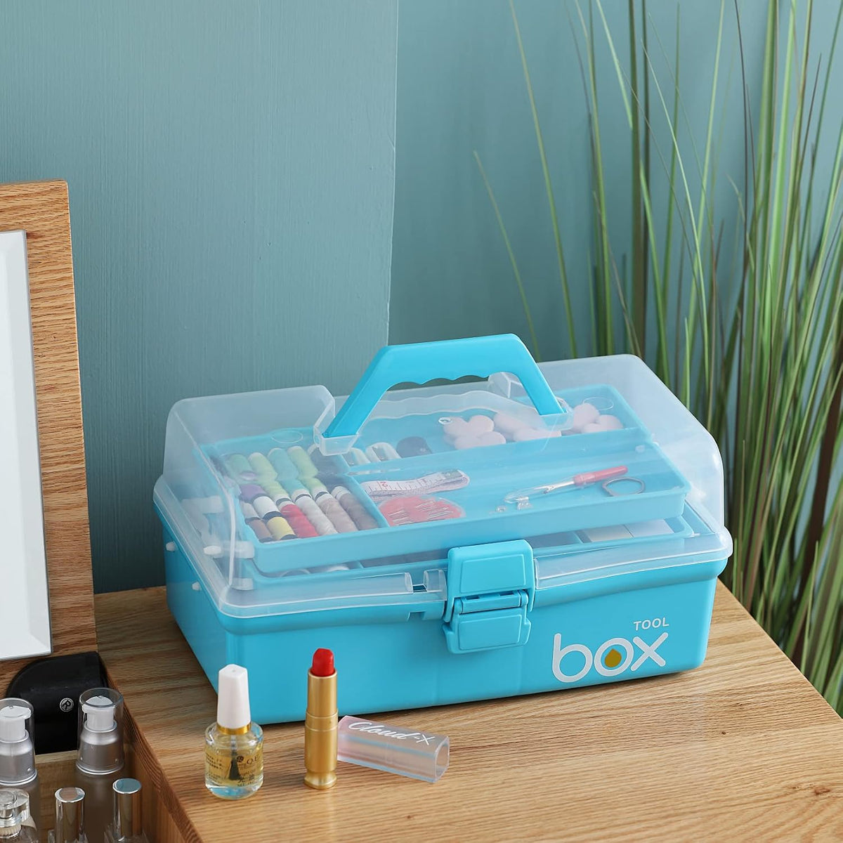 Kinsorcai 2PCS 12'' Three-Layer Clear Art Box Organizer, Multipurpose