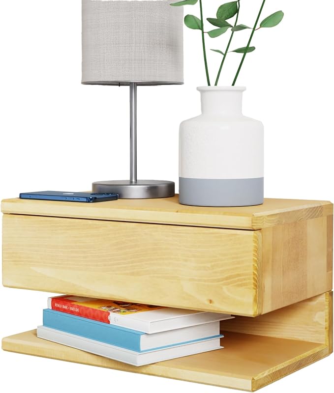 Floating Nightstand Side Accent or End Table by Woodches