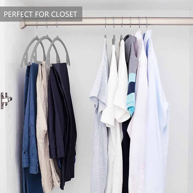 MIZGI Premium Velvet Hangers 60 Pack Heavyduty- Non Slip No Shoulder Bump Suit - Image 7