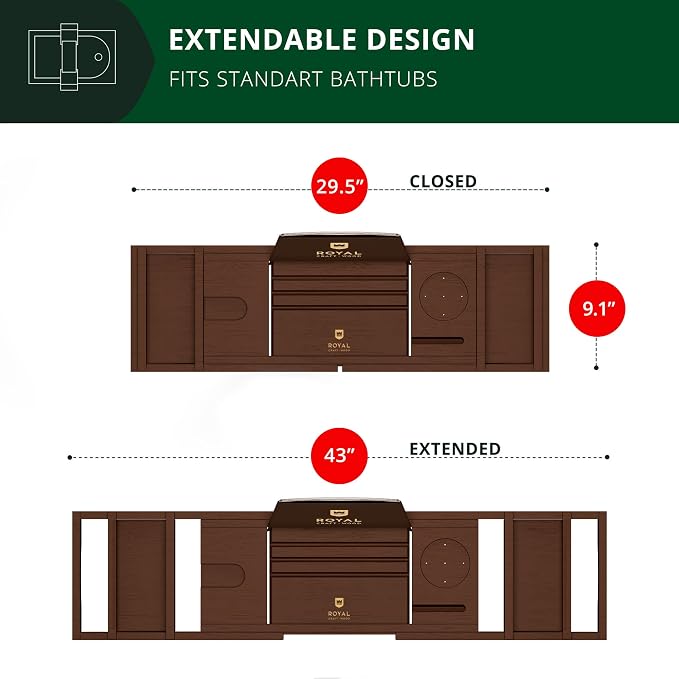 ROYAL CRAFT WOOD Non-Foldable Bathtub Tray - Image 3