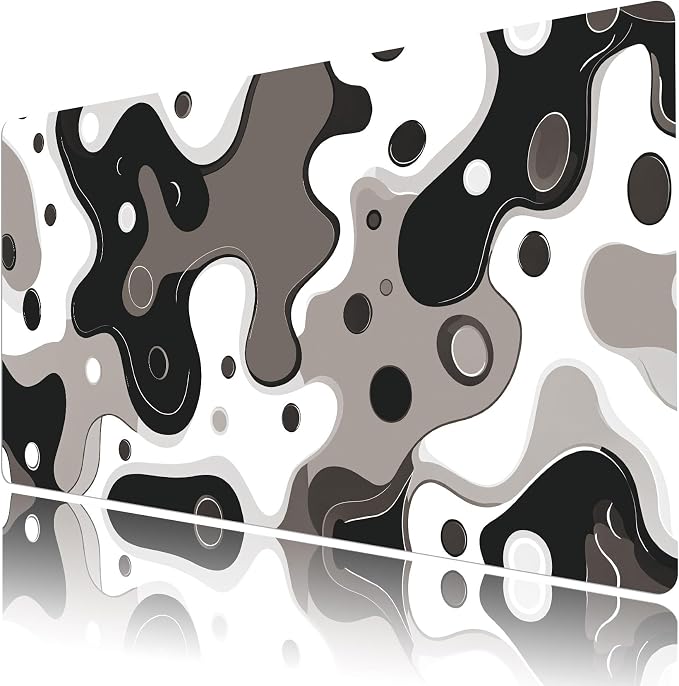 LB Black and White Gaming Mouse Pad Modern Geometric Brown Abstract Large Mouse by LB