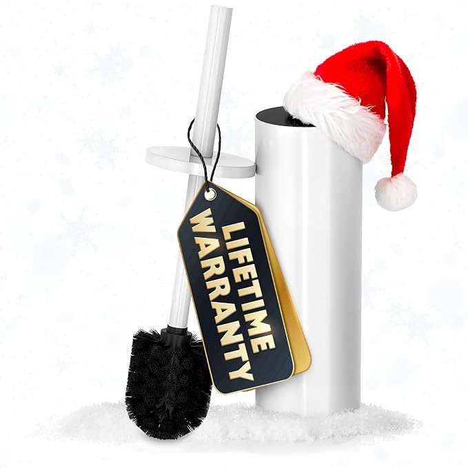 Stainless Steel Toilet Brush and Holder Set White by Novsix
