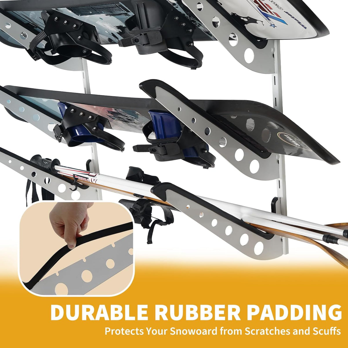 Snowboard Wall Racks, Adjustable Storage Rack for Ski, Surfboard