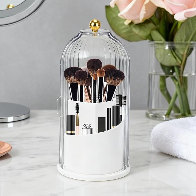 Toothbrush Holder with Cover, 360 Rotating Dust-proof Toothbrush Holder 3 Slots - Image 7