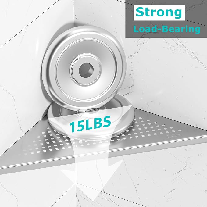 Bathroom Corner Shelf, Recessed 12" Shower Shelf Caddy, SUS304 Stainless Steel - Image 6