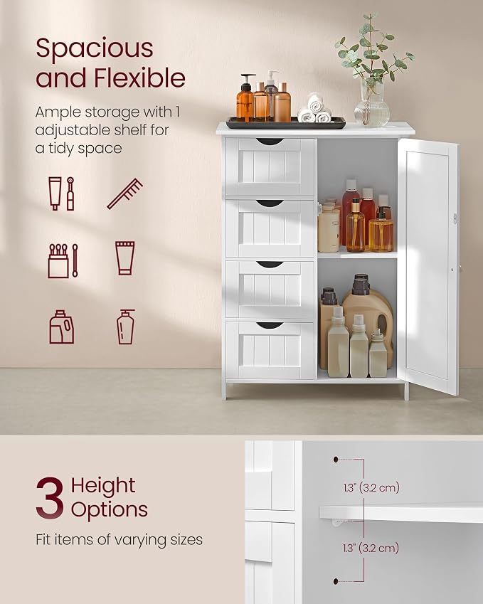 VASAGLE Storage Cabinet with Drawers, Freestanding Floor Cabinet with Door - Image 5