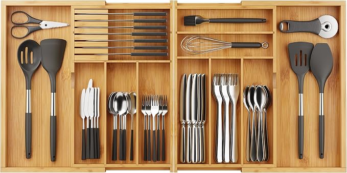 BAMEOS Expandable Silverware Drawer Organizer by BAMEOS