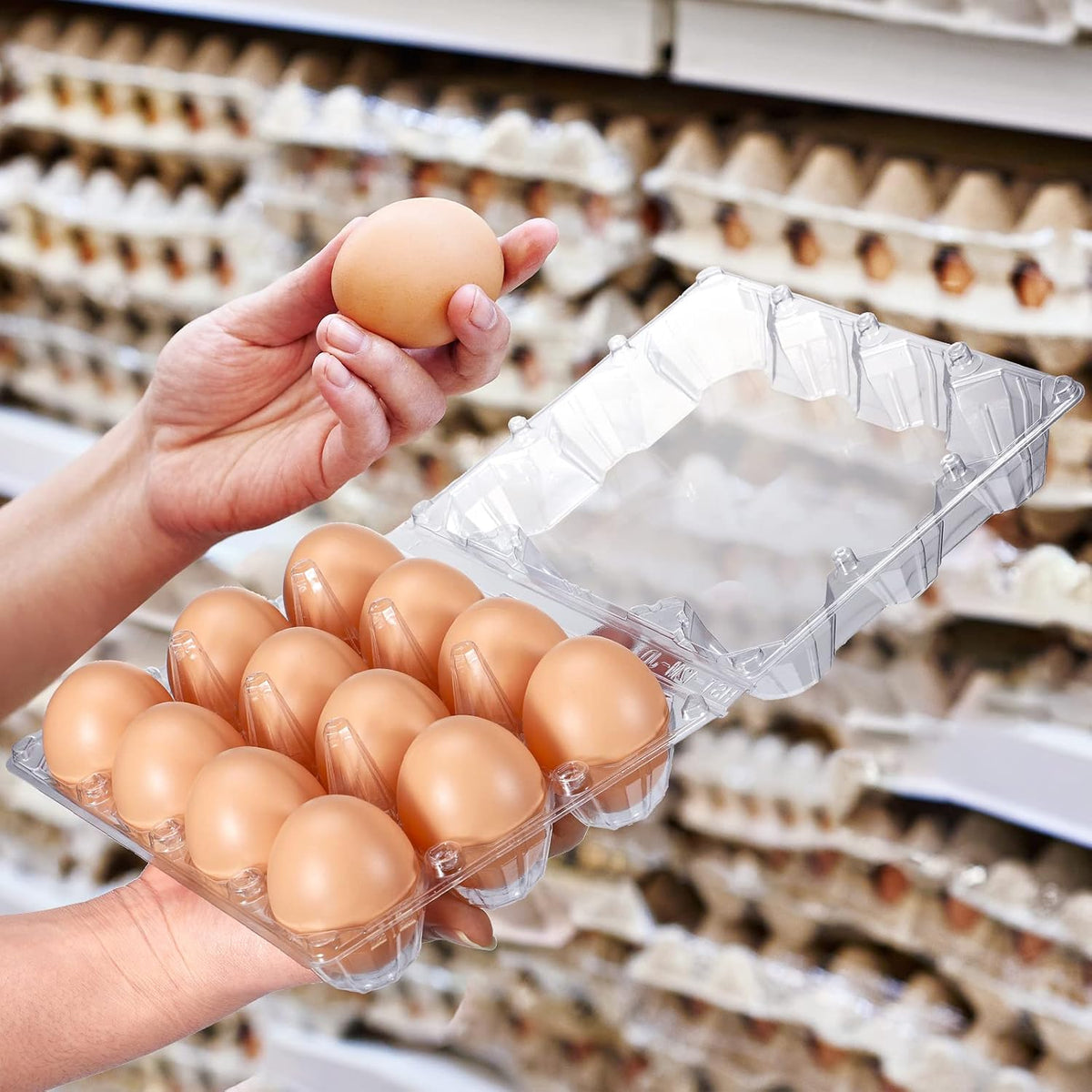 Zubebe 3 x 4 Count 200 Pack Egg Carton Bulk Clear Plastic Empty Egg