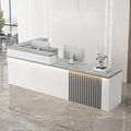 Receptionist Desk with LED Light，Wooden Salon Checkout Counter with Storage by Unknown