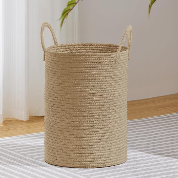 VIPOSCO Large Laundry Hamper, Tall Woven Rope Storage Basket by VIPOSCO