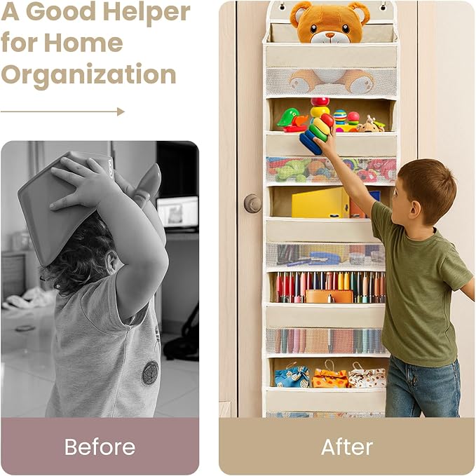 Over The Door Organizer with 8 Side Mesh Pockets, 44lb Weight Capacity Hanging - Image 4