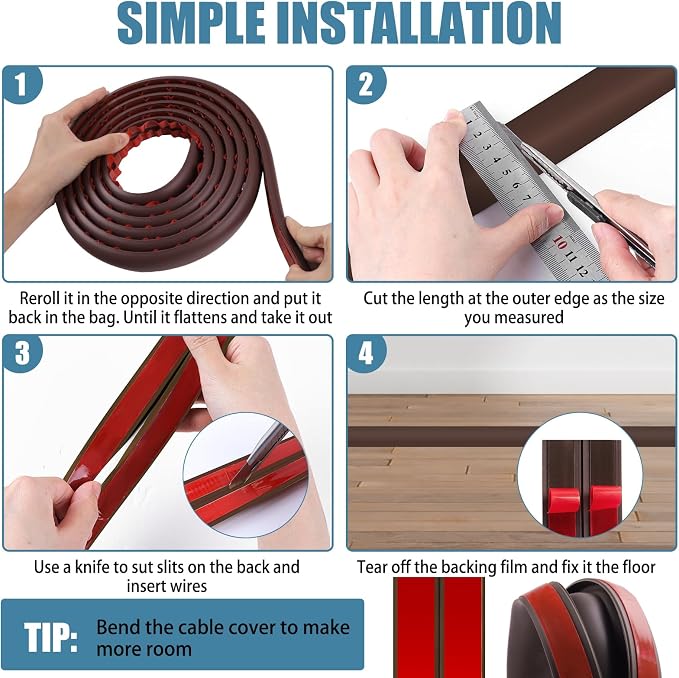 Floor Cord Covers for Wires 20FT Cable Hider Wire Cover Self Adhesive Cord - Image 5