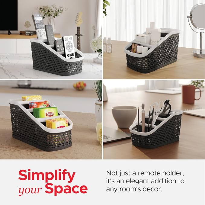 Remote Control Holder Remote Caddy, TV Remote Control Organizer, 4 Compartment - Image 5
