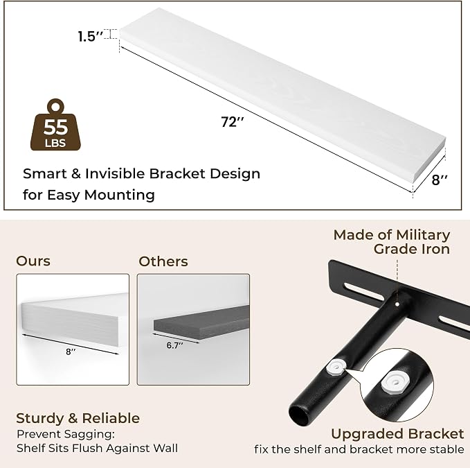 RICHFOCUS 72Inch Floating Shelves - Image 4