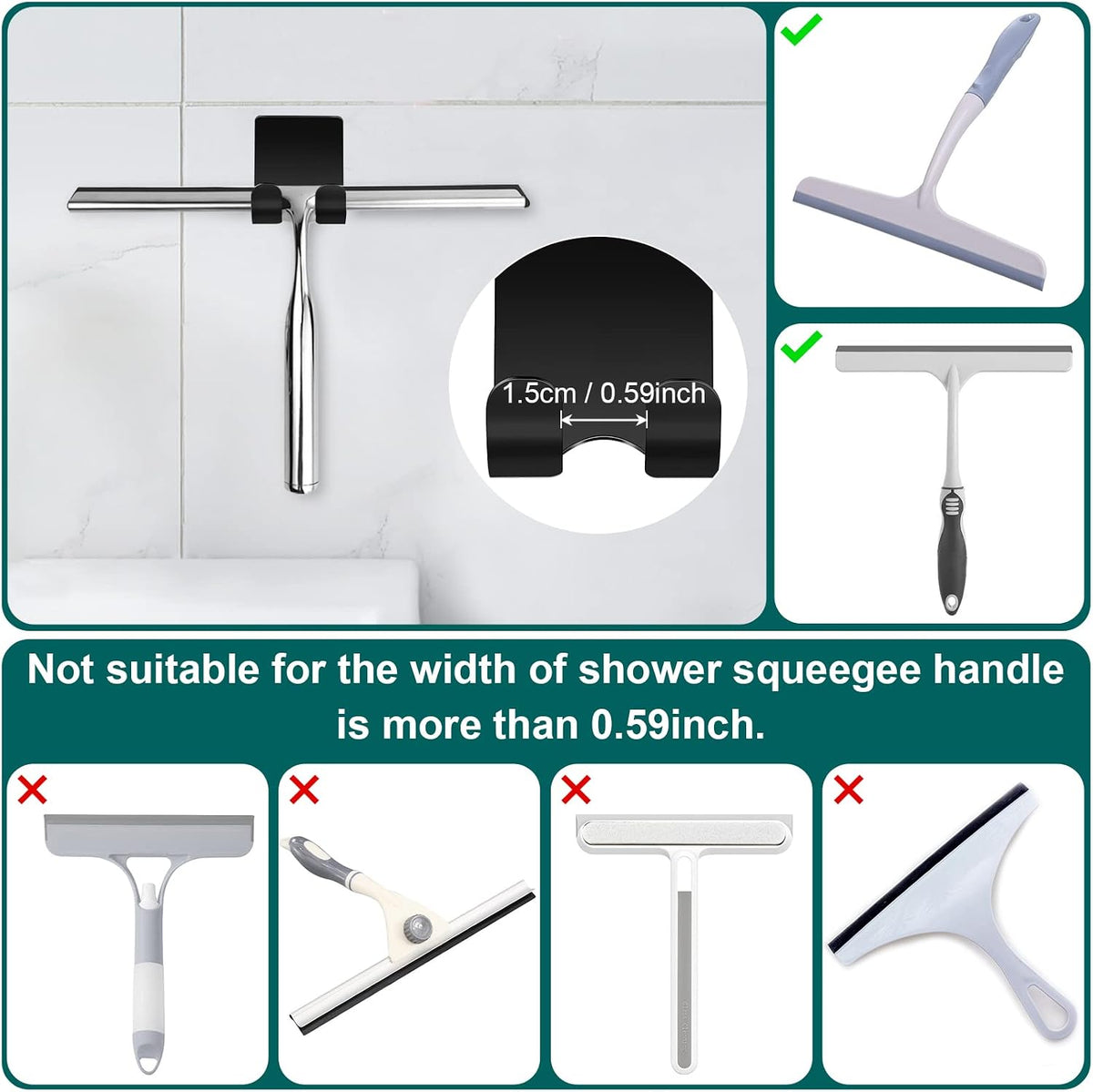CGBE Shower Holders for Razors, 2 Pack Squeegee Holder and 2 Pack