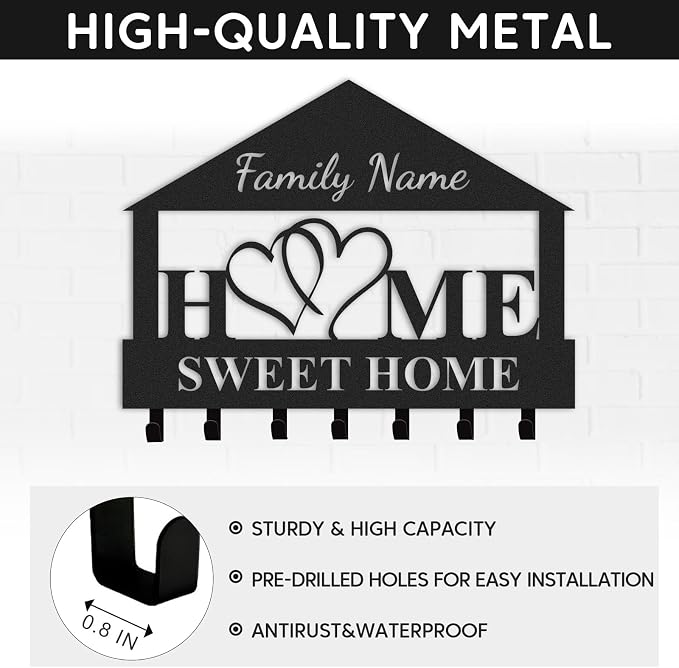 Personalized Key Holder for Wall, Key Holder Wall Mount, Custom Name Coat Rack - Image 5