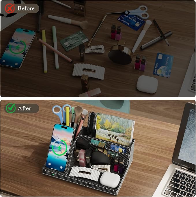 TopMade Wireless Charger Nightstand Organizer, Fast Charging Station - Image 2