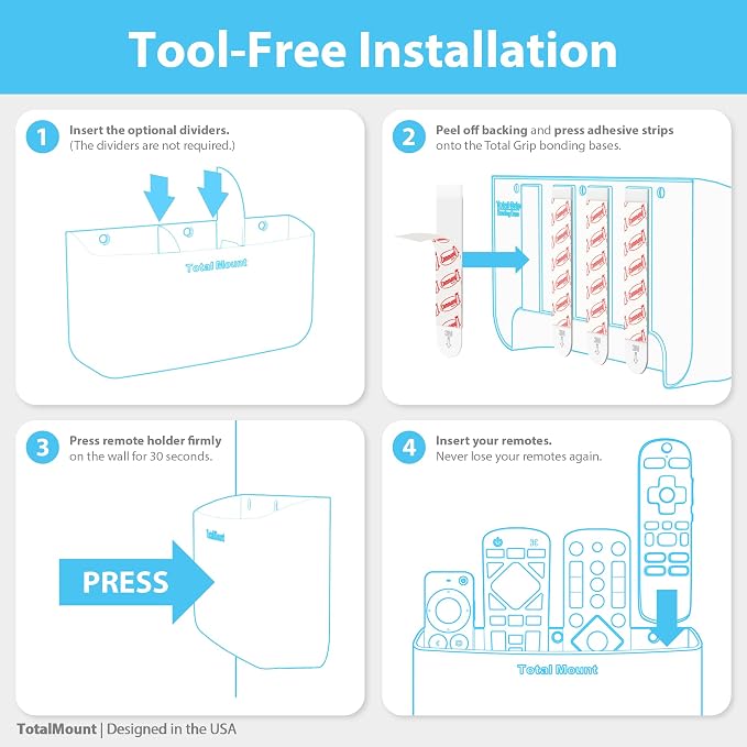 TotalMount Hole-Free Remote Holder – Eliminates Need to Drill Holes in Your Wall - Image 8