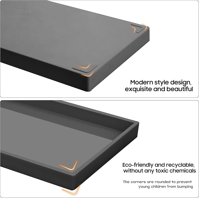 Vanity and Bathroom Tray, 9.8" ABS Countertop Organizer, Waterproof Vanity Tray - Image 6