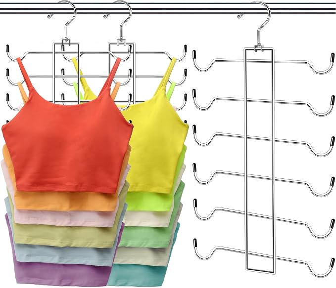 Tank Top Hanger, 6 Tier Space Saving Bra Hangers, Closet Organizers and Storage by CLODSPAC