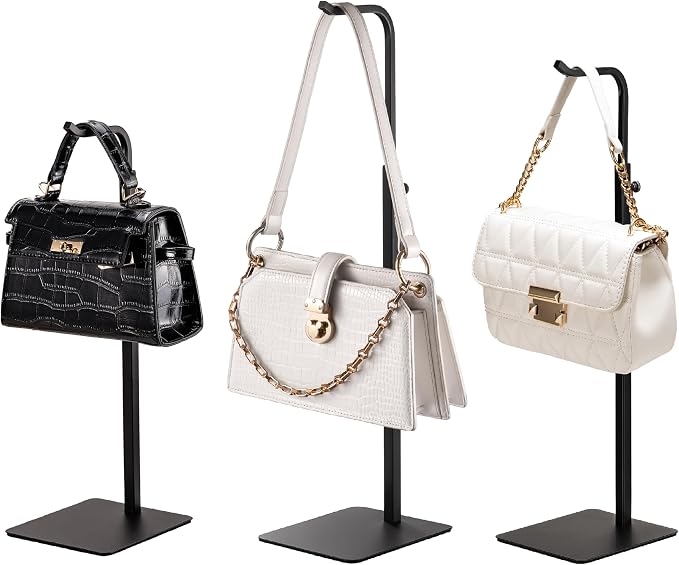 pickpiff 3 Pack Purse Holder Handbag Display Stand: Black Hanger Rack by pickpiff