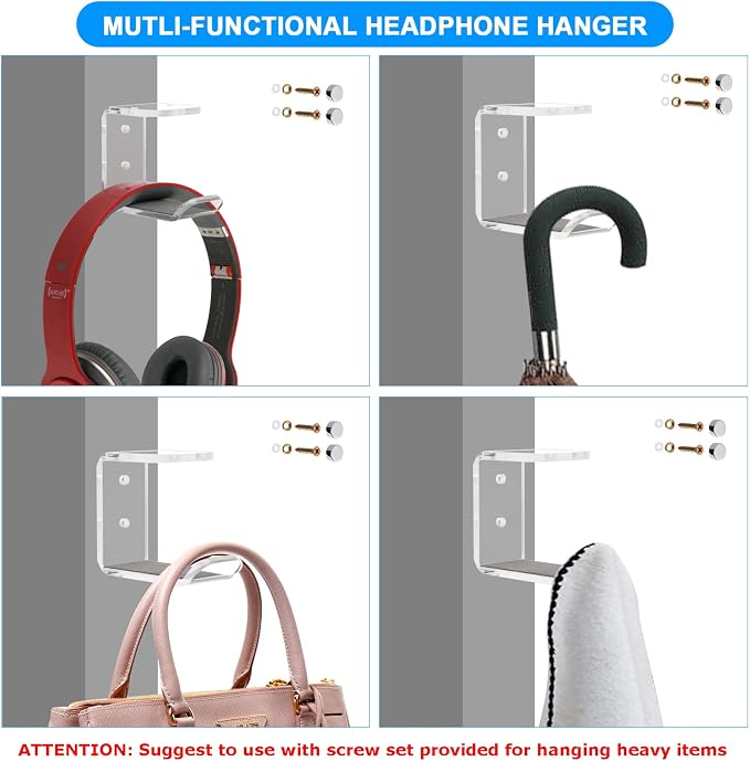 Cosmos 2 Pcs Headphone Hanger Mount Under-Desk Headset Hanger Hook Earphone - Image 7
