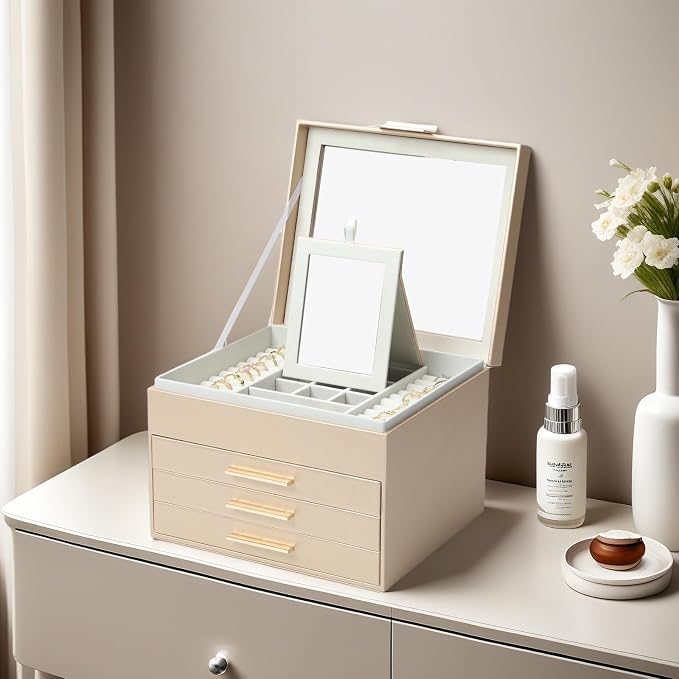 BOOVO Clear Lid Jewelry Box, 4 Layers Jewelry Organizer Large Jewelry Storage - Image 5