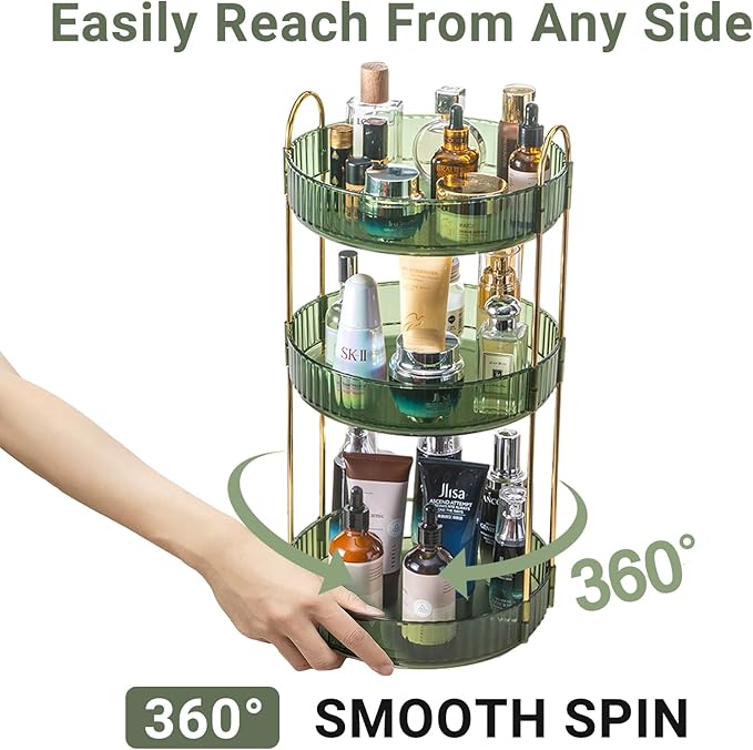 360 Rotating Perfume Organizer, 3 Tier Large Capacity Make Up Organizers and - Image 3