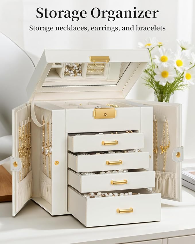 TORIBIO Jewelry Box for Women, Leather Jewelry Organizer - Image 3